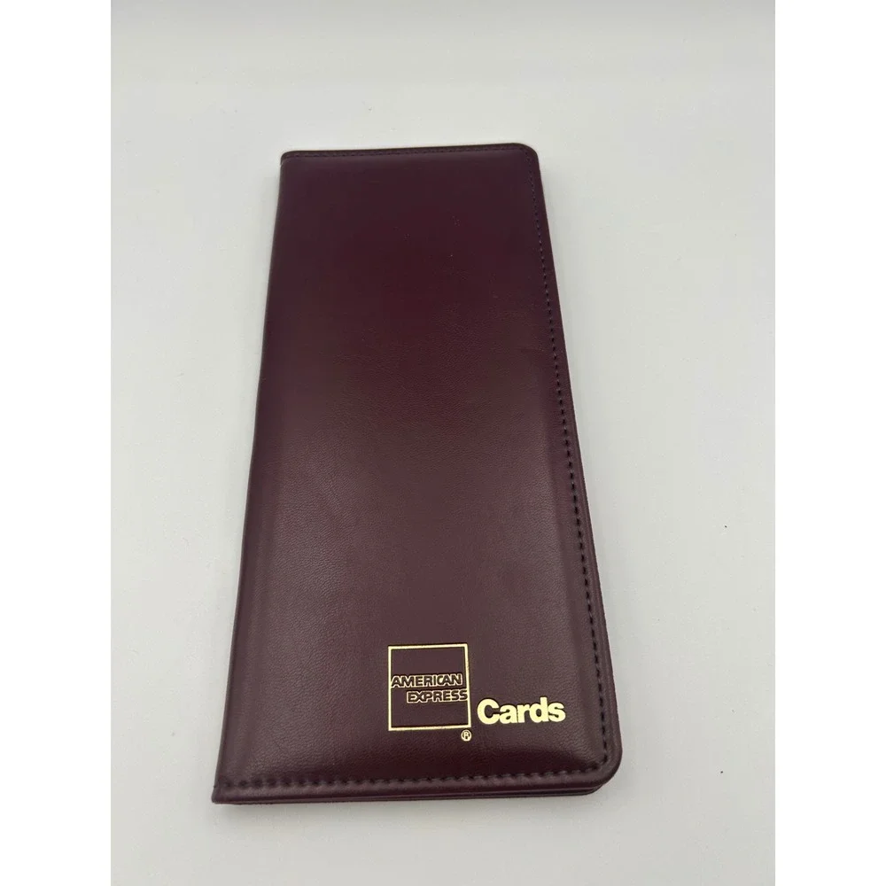 Vintage American Express Cards Burgundy Leather Card Holder Organizer Wallet